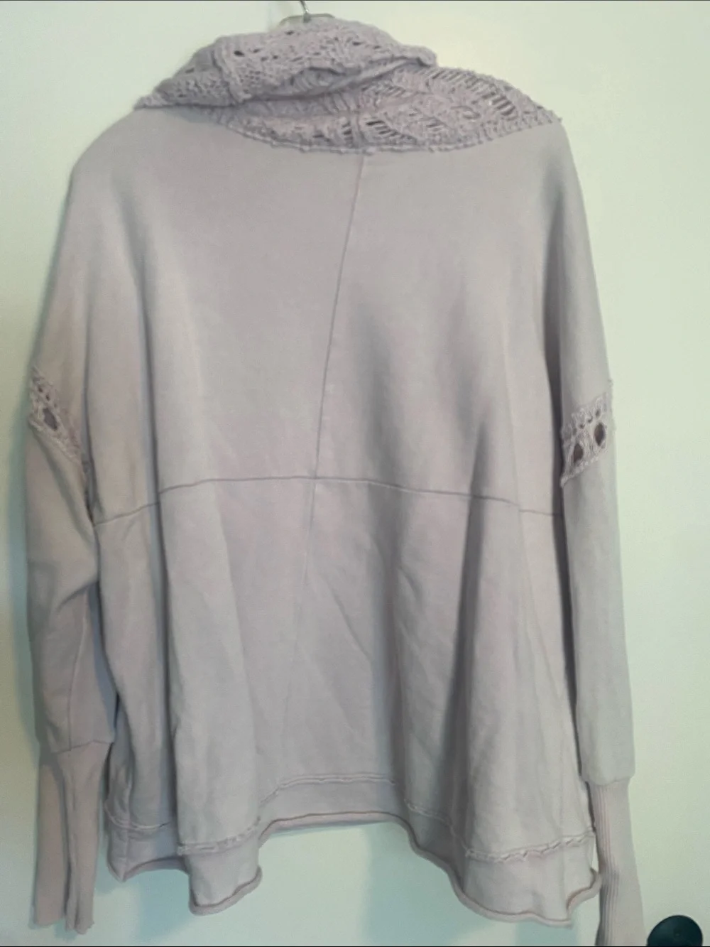 Free People Lavender Crochet-Trim Cowl Pullover Sweater - Women